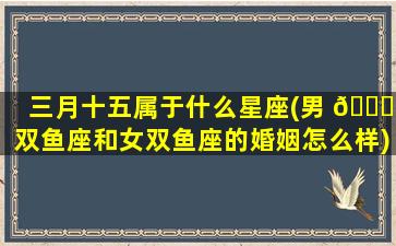 三月十五属于什么星座(男 🕊 双鱼座和女双鱼座的婚姻怎么样)
